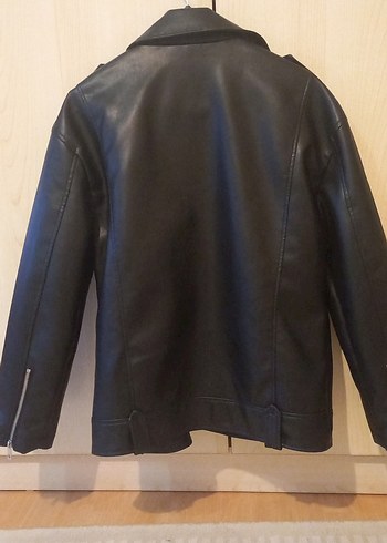 Siyah Deri Biker Ceket - Görsel 3