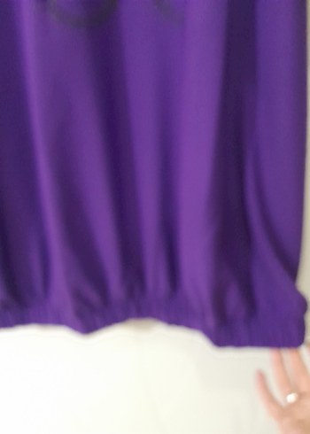 Mor Kısa Kollu salaş elbise tunik - Görsel 4