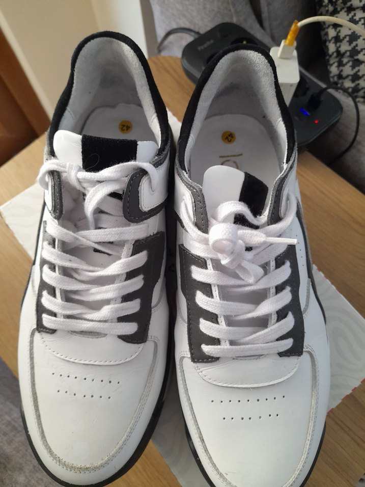 Beyaz siyah Bağcıklı Erkek Spor Ayakkabı - Görsel 2