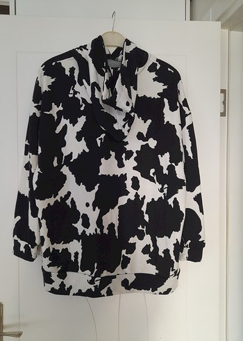 Kadın Siyah Beyaz Batik Desenli Kapüşonlu  takım - Görsel 2