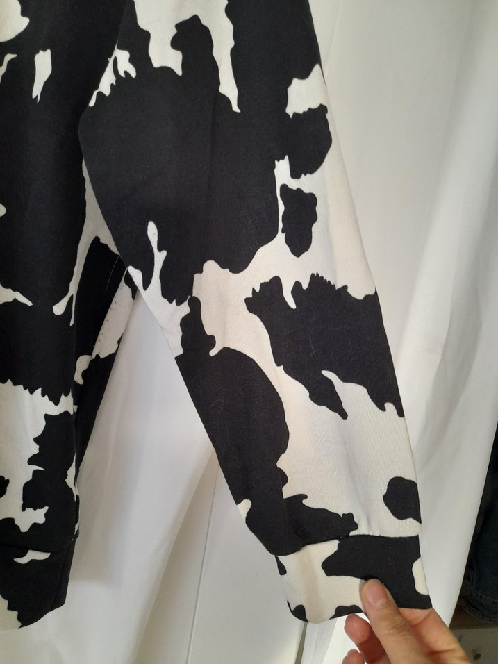 Kadın Siyah Beyaz Batik Desenli Kapüşonlu  takım - Görsel 4