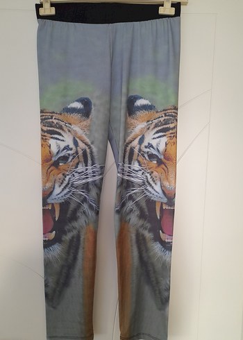 Gri Kaplan Baskılı Kadın Tayt - Görsel 3