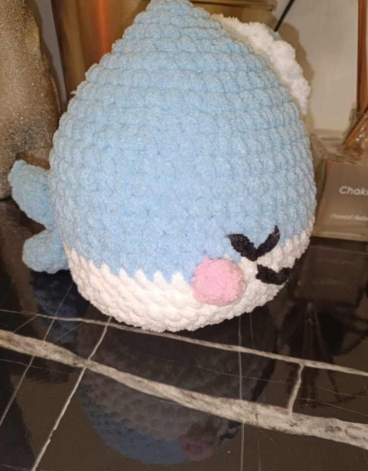 Pastel Mavi Peluş Oyuncak Balina - Görsel 3