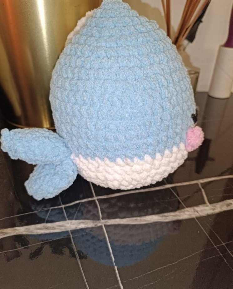 Pastel Mavi Peluş Oyuncak Balina - Görsel 4