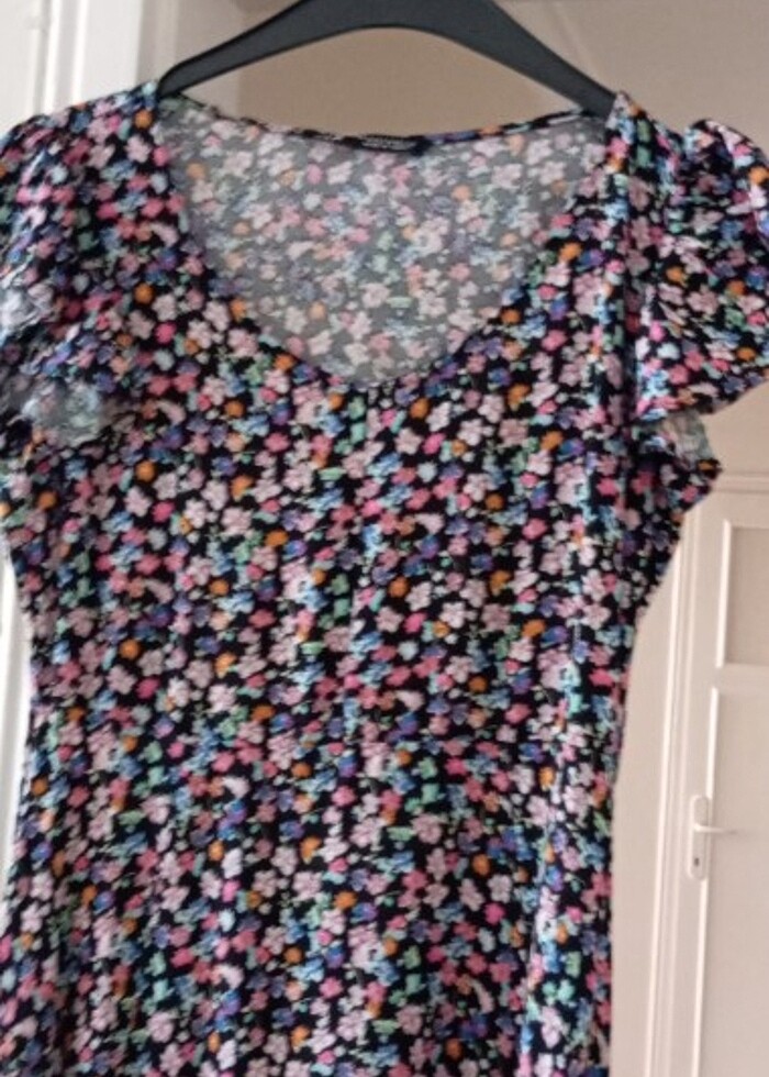 Viskon pamuklu elbise - Görsel 4