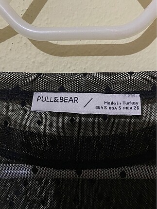 Pull and Bear Pull&BearTransparan Siyah Tül Crop Bluz