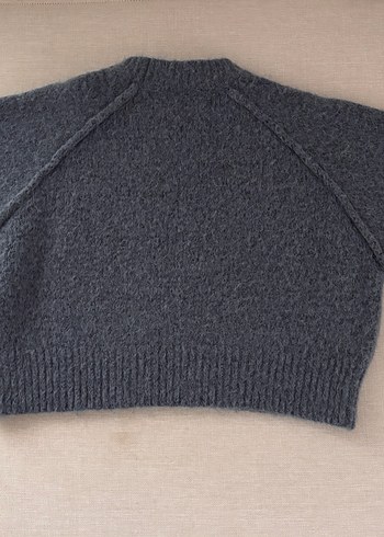 Gri-Mavi Yünlü Kadın Triko Kazak - Görsel 3