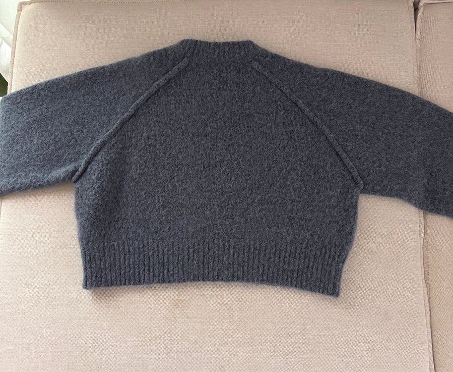 Gri-Mavi Yünlü Kadın Triko Kazak - Görsel 3