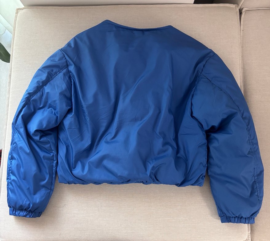 Düğmeli Mavi Kadın Mont - Görsel 3