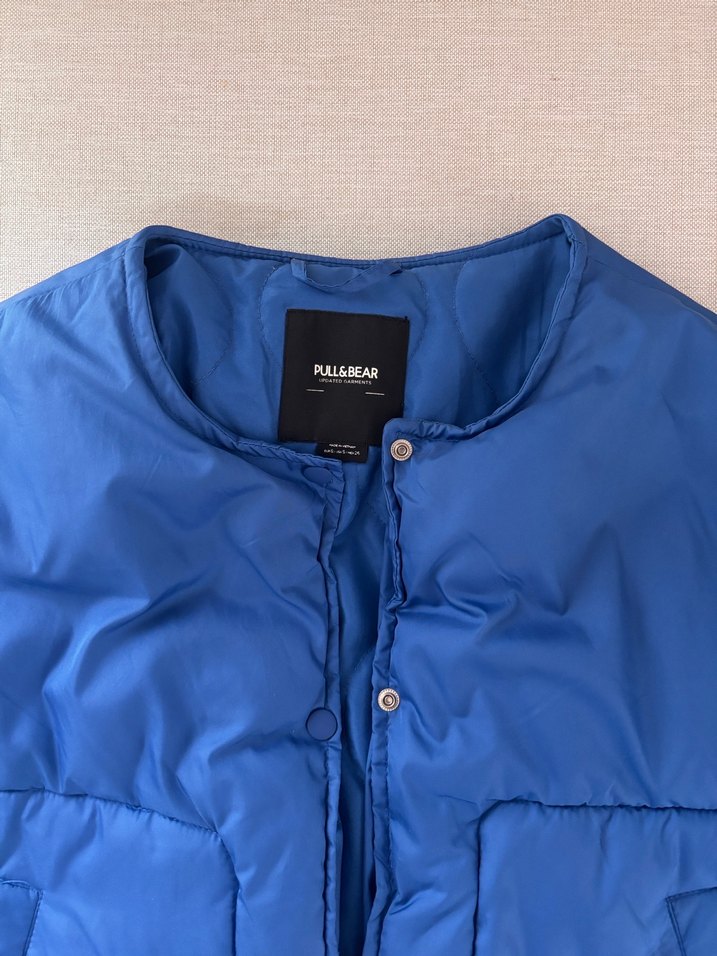 Düğmeli Mavi Kadın Mont - Görsel 2