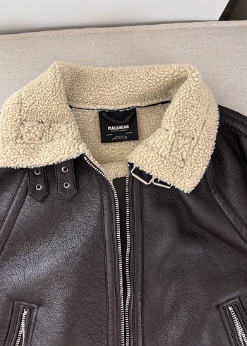 Kürklü Kahverengi Deri Biker Ceket - Görsel 2