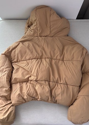 Bej Kadın Puff Mont Kapüşonlu - Görsel 4