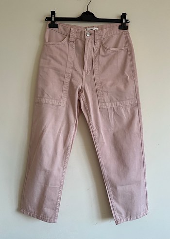 s Beden MNG Pembe Baskılı Düğmeli Fitted Kot