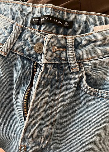 Düğmeli Gri Mavi Denim Kadın Jean