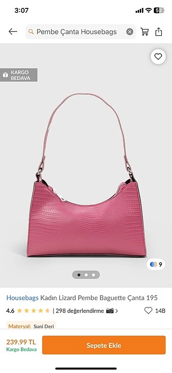 Housebags pembe çanta