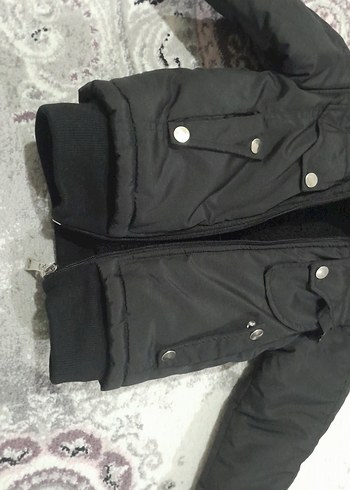 kalın kışlık sıcacık tutan erkek Çocuk Siyah mont yağmur geçirmz - Görsel 3