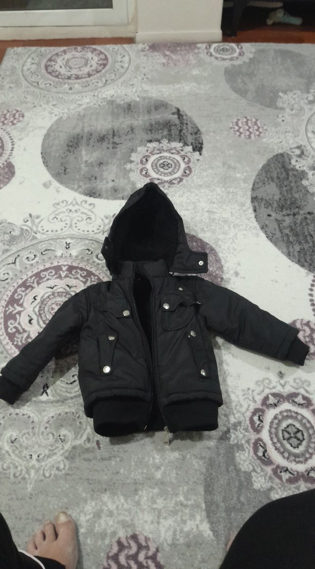 kalın kışlık sıcacık tutan erkek Çocuk Siyah mont yağmur geçirmz - Görsel 2