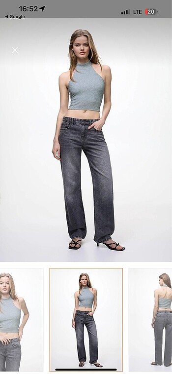 Pull and Bear Pullandbear boyundan baglamali parlak top