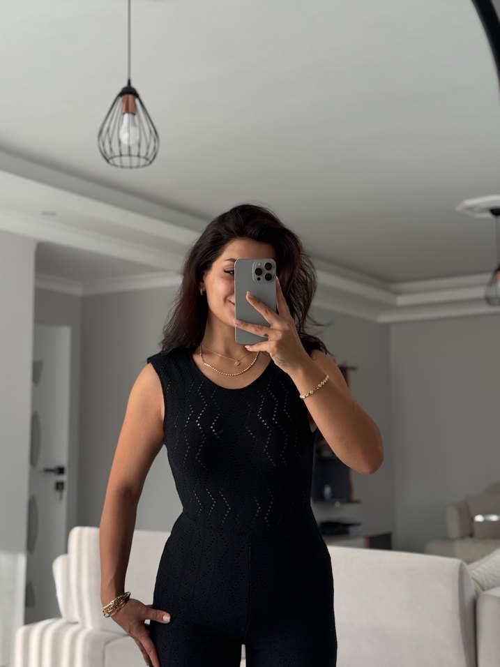 Mango Transparan Örgü Tulum - Görsel 3