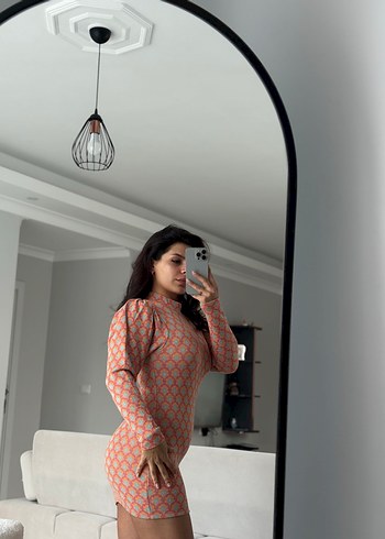 Zara Uzun Kollu Yılan Desenli Mini Elbise - Görsel 3