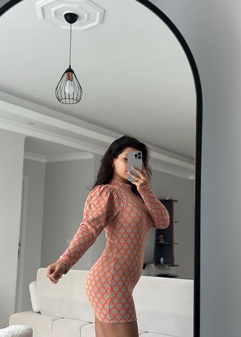 Zara Uzun Kollu Yılan Desenli Mini Elbise - Görsel 2