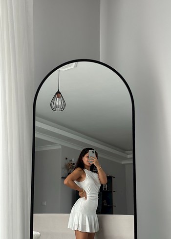 Şeffaf Detaylı Beyaz Mini Elbise - Görsel 2