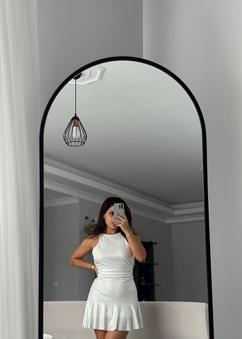 Şeffaf Detaylı Beyaz Mini Elbise - Görsel 4