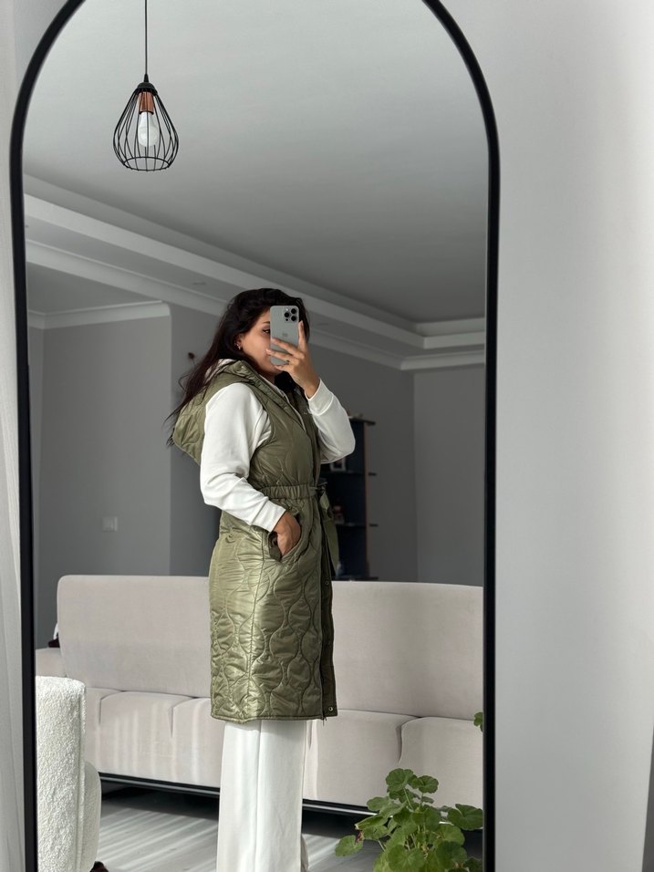 Kemerli Midi Kadın Yelek - Görsel 2