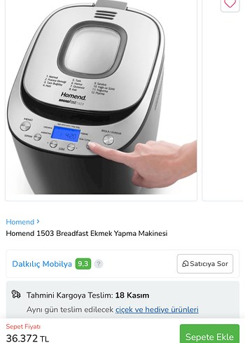 Homend Gray Ekmek ve Yoğurt Yapma Makinesi - Görsel 9