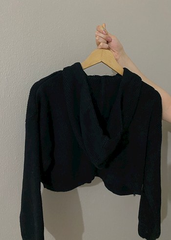 Renkli Nakışlı Siyah Uzun Kollu Crop Triko Kazak - Görsel 3