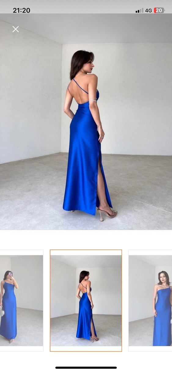 Mavi Drapeli Uzun Abiye Elbise - Görsel 2