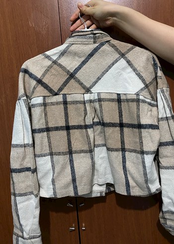 Düğmeli Ekose Desenli Kısa Kadın Gömlek - Görsel 2