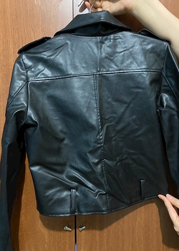 Siyah Deri Biker Ceket - Görsel 3