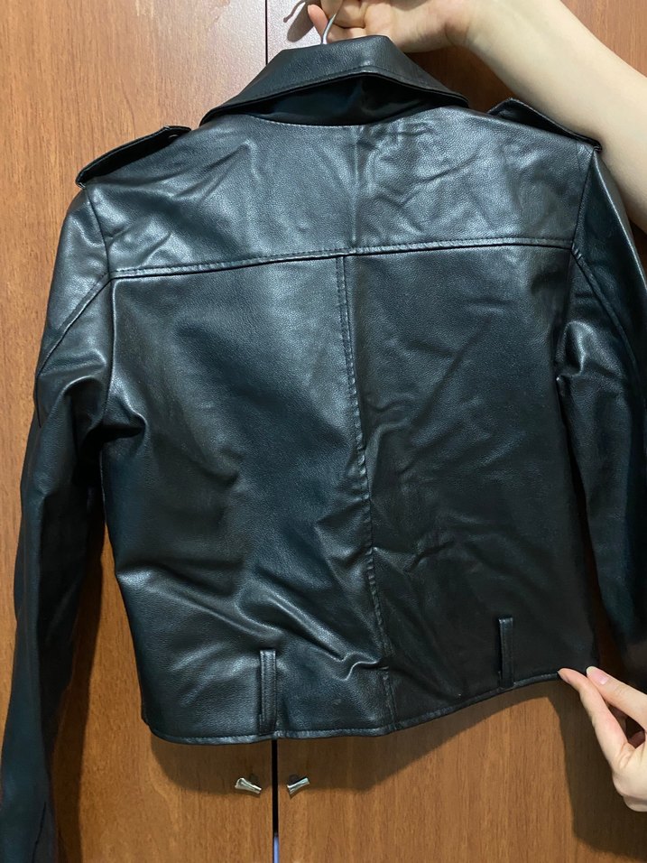 Siyah Deri Biker Ceket - Görsel 3