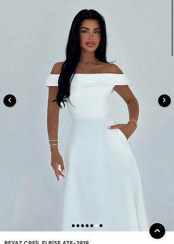 Beyaz Straplez midi Kadın Elbise - Görsel 2