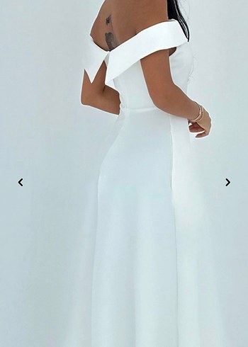 Beyaz Straplez midi Kadın Elbise - Görsel 3