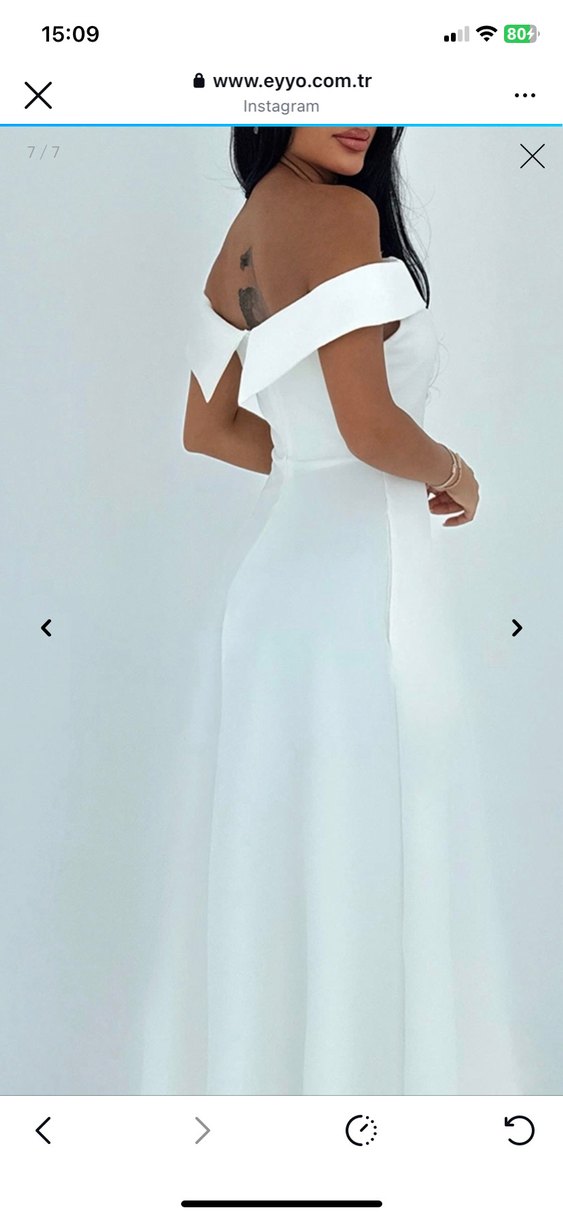 Beyaz Straplez midi Kadın Elbise - Görsel 3