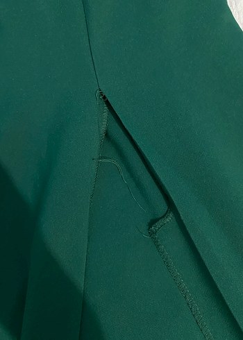 Yeşil Uzun İnce Askılı Kadın Abiye Elbise - Görsel 4