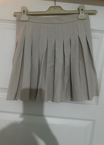 Pull and Bear Bej Pilili Kadın Mini Etek pul&bear