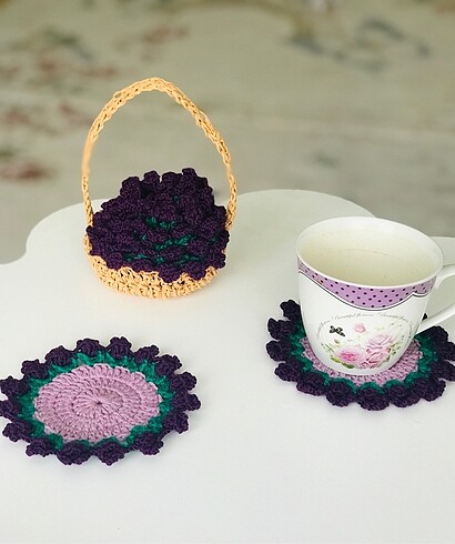 Pinterest örgü buket bardak altlığı
