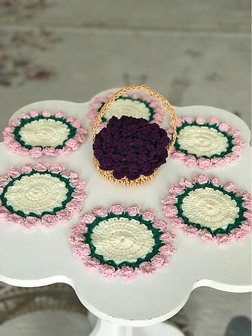 Beden Renk Bardak altlığı gül buketli