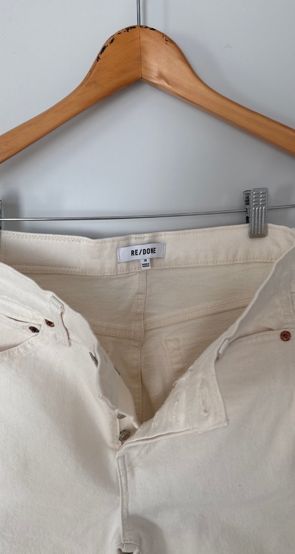 Re/done Düğmeli Beyaz Kadın Denim Pantolon - Görsel 2
