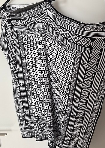 Vakko Bohem Gri Desenli Kadın Panço - Görsel 3