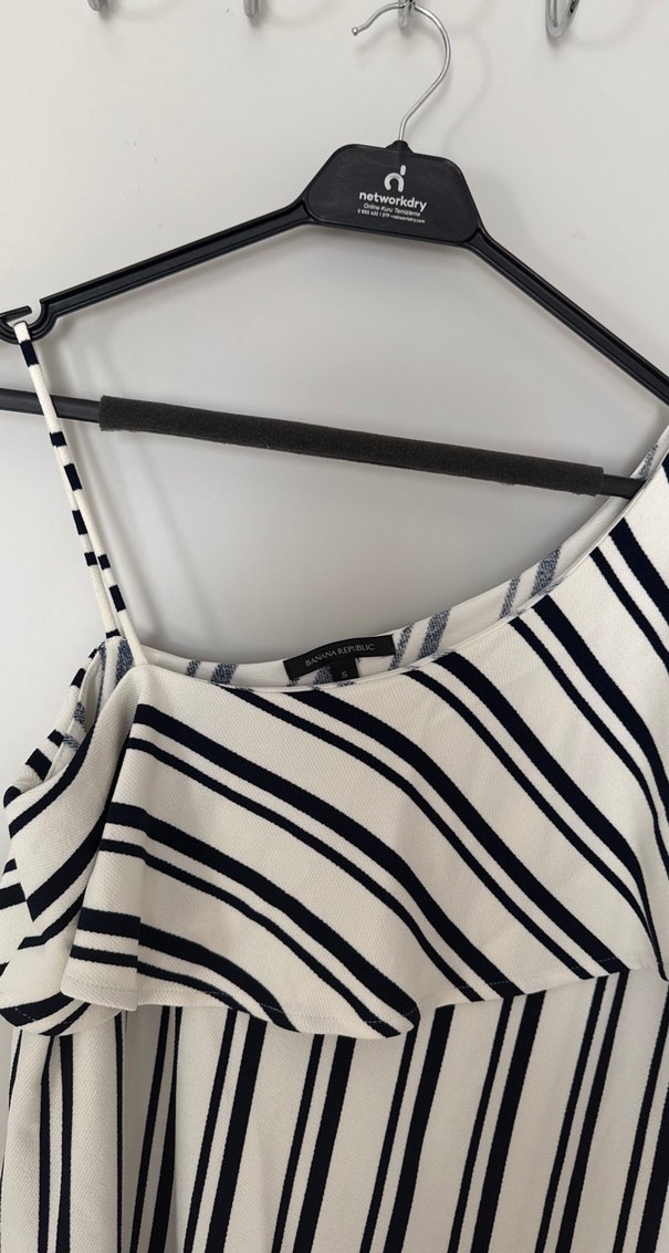 Banana Republic Çizgili Asimetrik Drapeli Kadın Bluz - Görsel 2