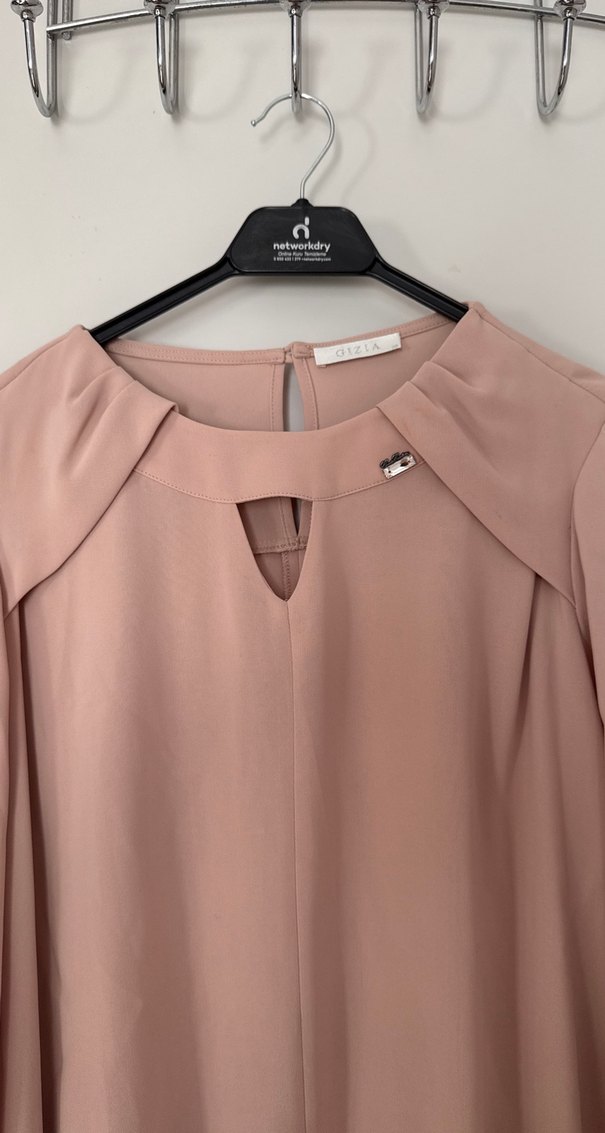 Gizia Bej V Yaka Uzun Kollu Kadın Bluz - Görsel 2