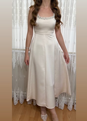 Uzun Beyaz Straplez A Kesim Vintage Elbise