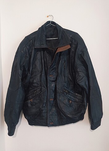 Vintage Retro Bomber Hakiki deri Mont 