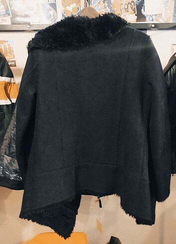 s Beden siyah Renk Pull&Bear Kadın Biker Yünlü Ceket Palto Mont Kaban