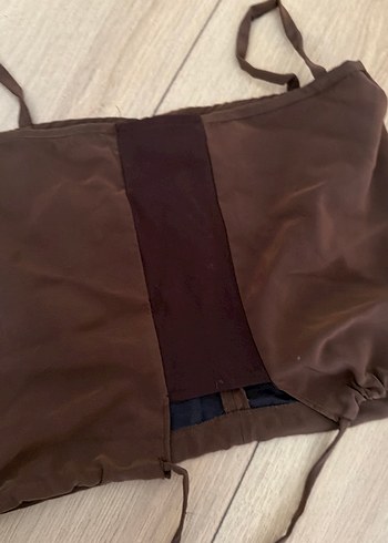 Kahverengi Drapeli Strappy Büstiyer - Görsel 2