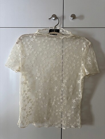 bershka yildizli transparan bluz